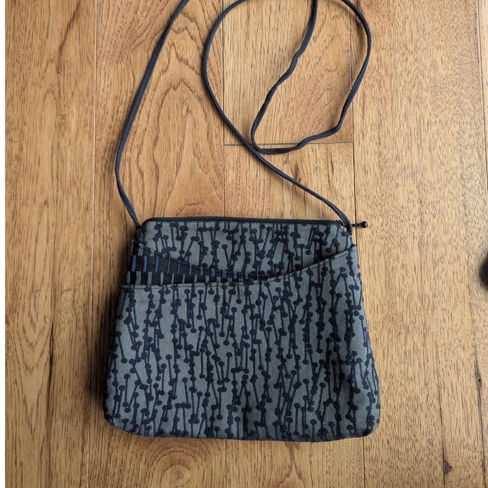 Maruca Crossbody Multi Pocket Bag Black Blue Gray Tapestry Handmade Boulder CO